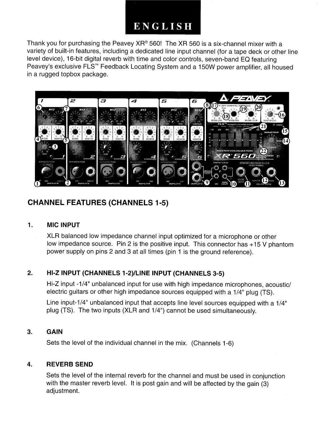 Peavey XR 560 manual 