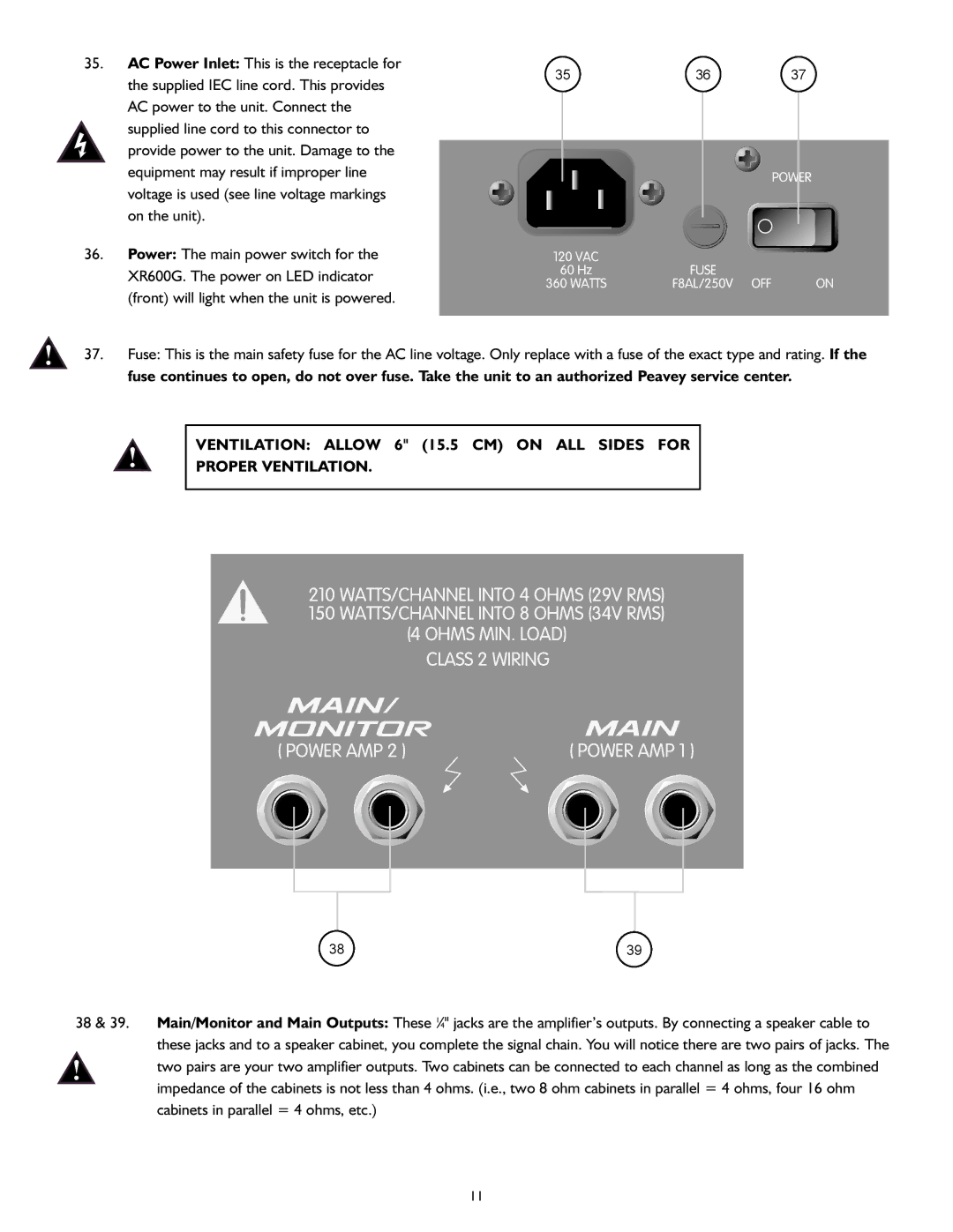 Peavey XR 600G operation manual 