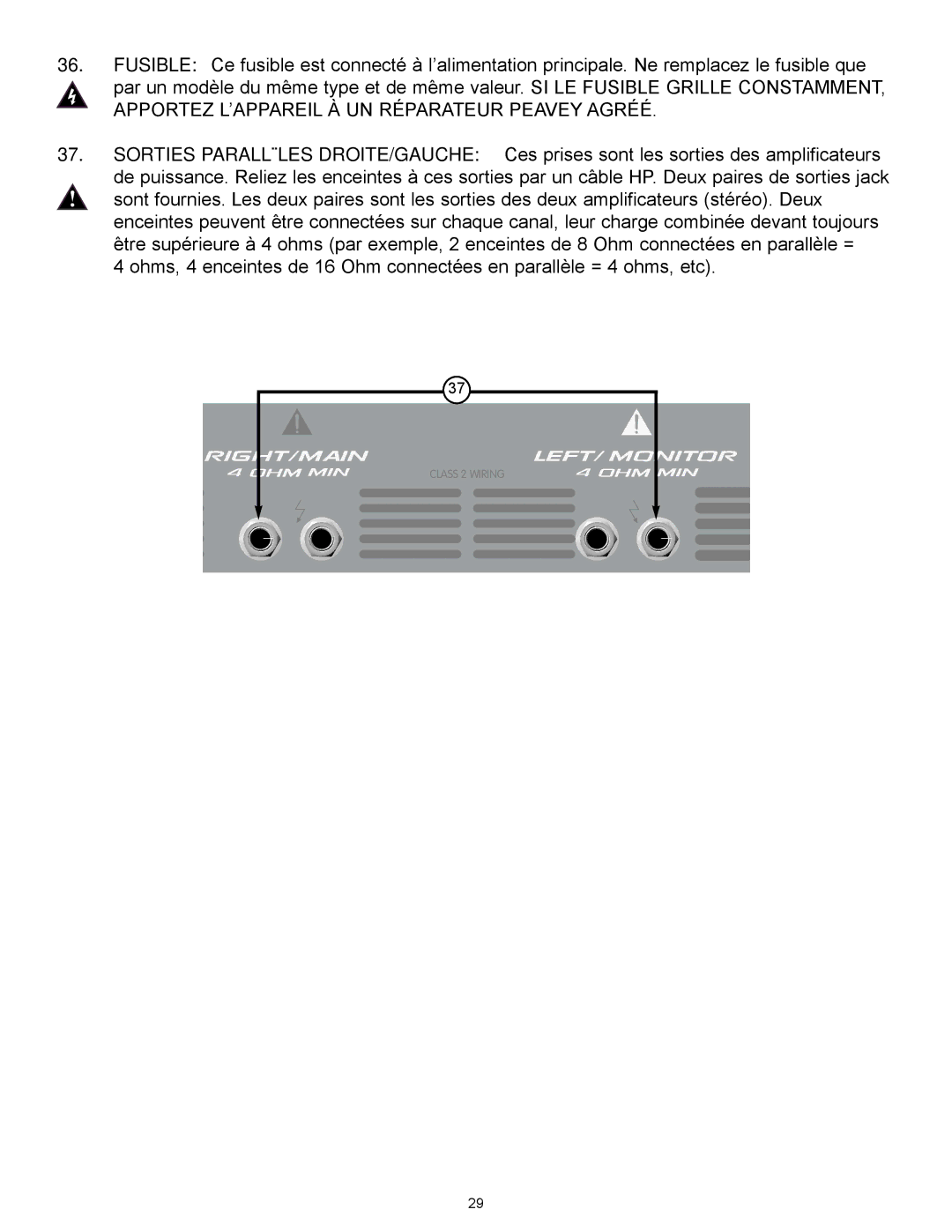 Peavey XR 696 manual Class 2 Wiring 