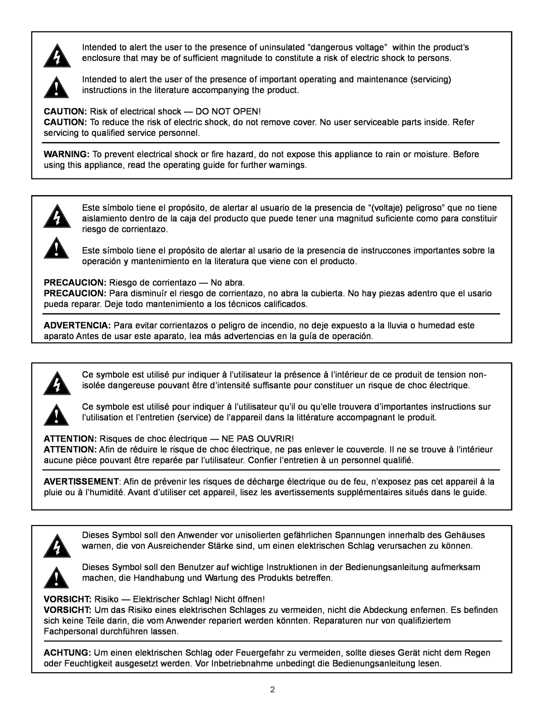 Peavey XR 696 manual CAUTION Risk of electrical shock - DO NOT OPEN, PRECAUCION Riesgo de corrientazo - No abra 