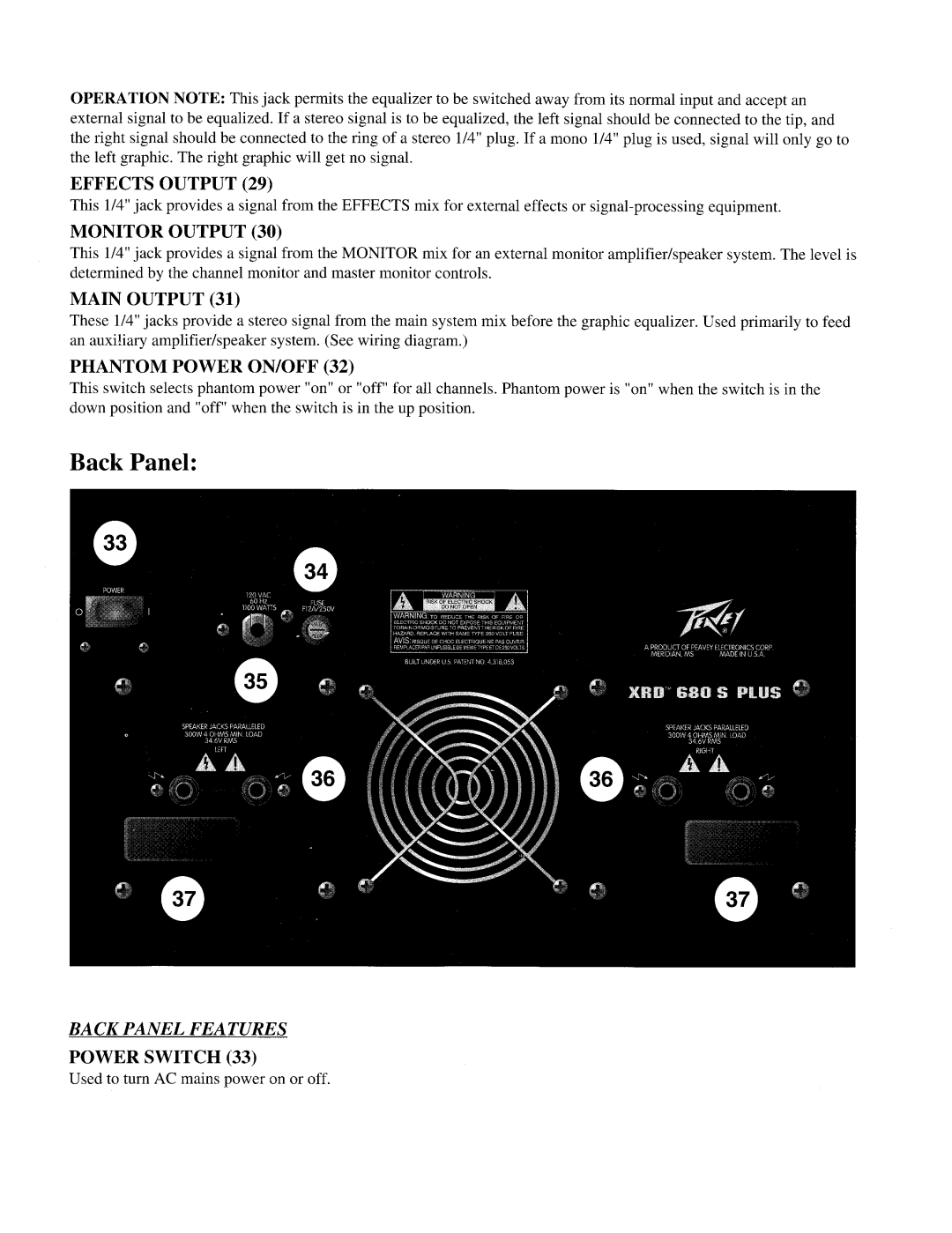 Peavey XRD 680S Plus manual 