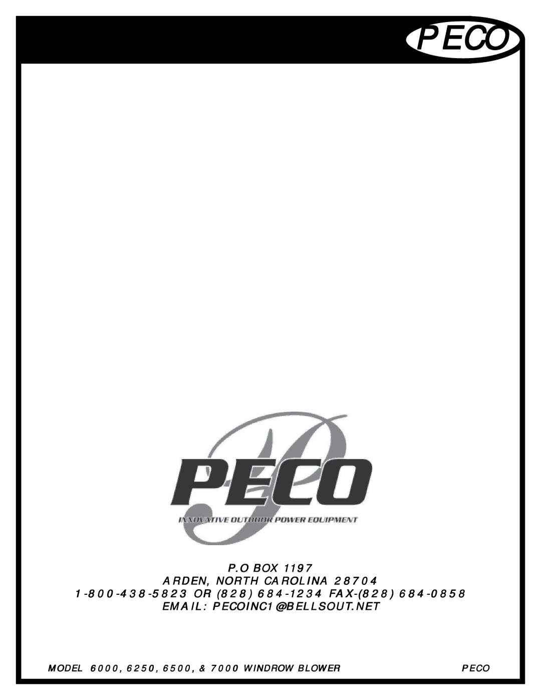 Pecoware 6000 manual Peco 