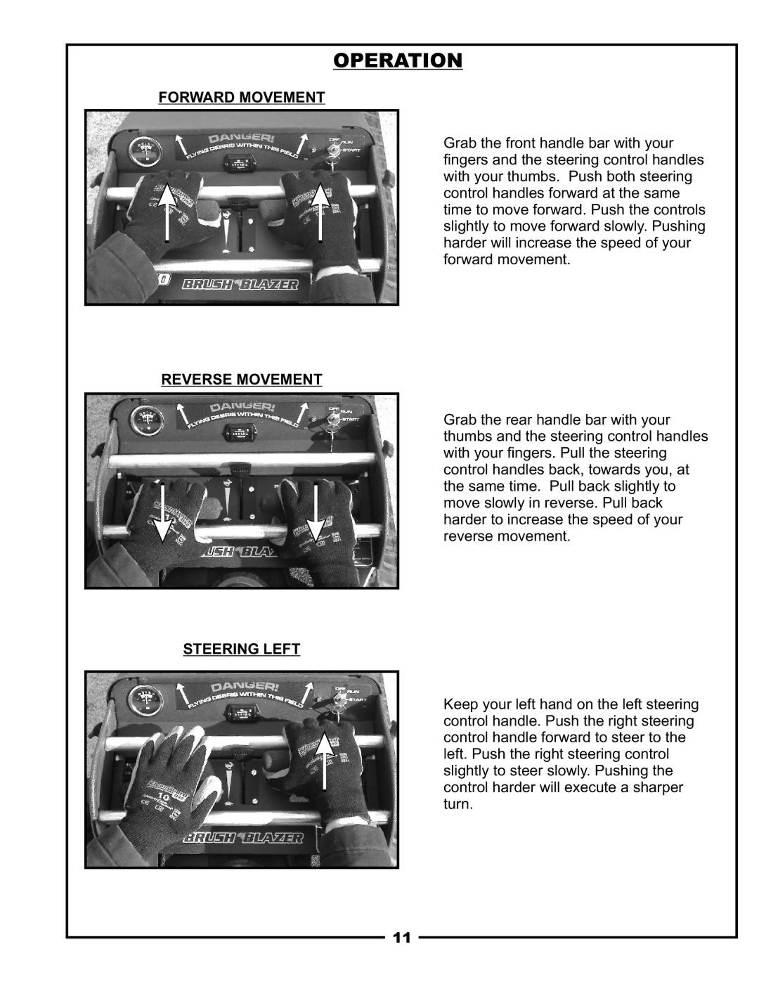 Pecoware TBB-3000 owner manual Forward Movement, Reverse Movement, Steering Left 