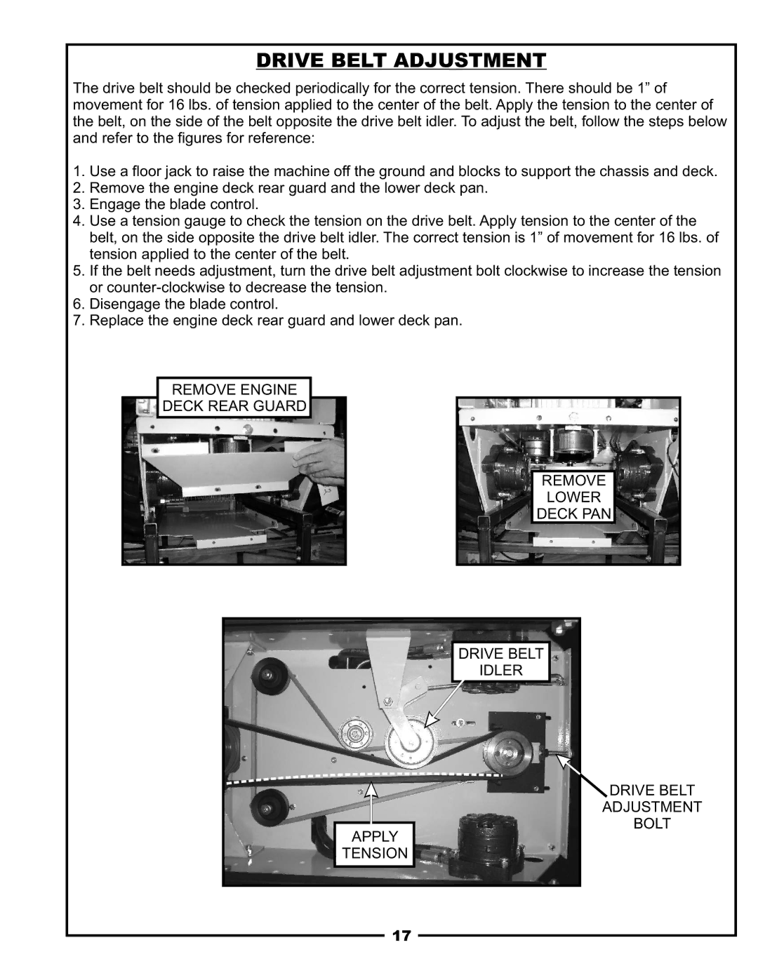 Pecoware TBB-3000 owner manual Drive Belt Adjustment 