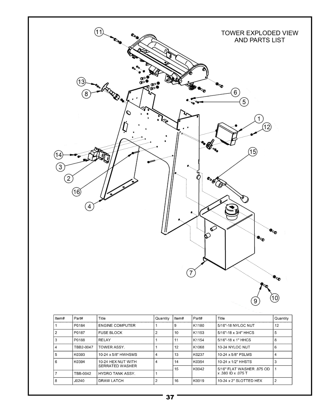 Pecoware TBB-3000 owner manual Tower Exploded View Parts List 