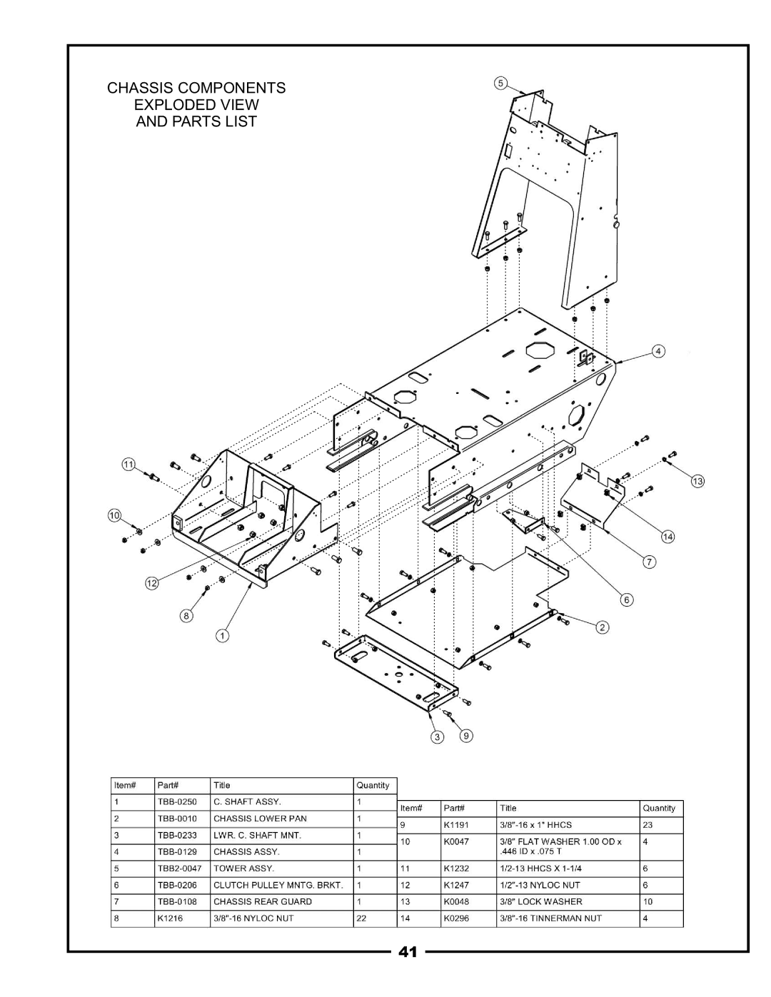 Pecoware TBB-3000 owner manual Chassis Components 