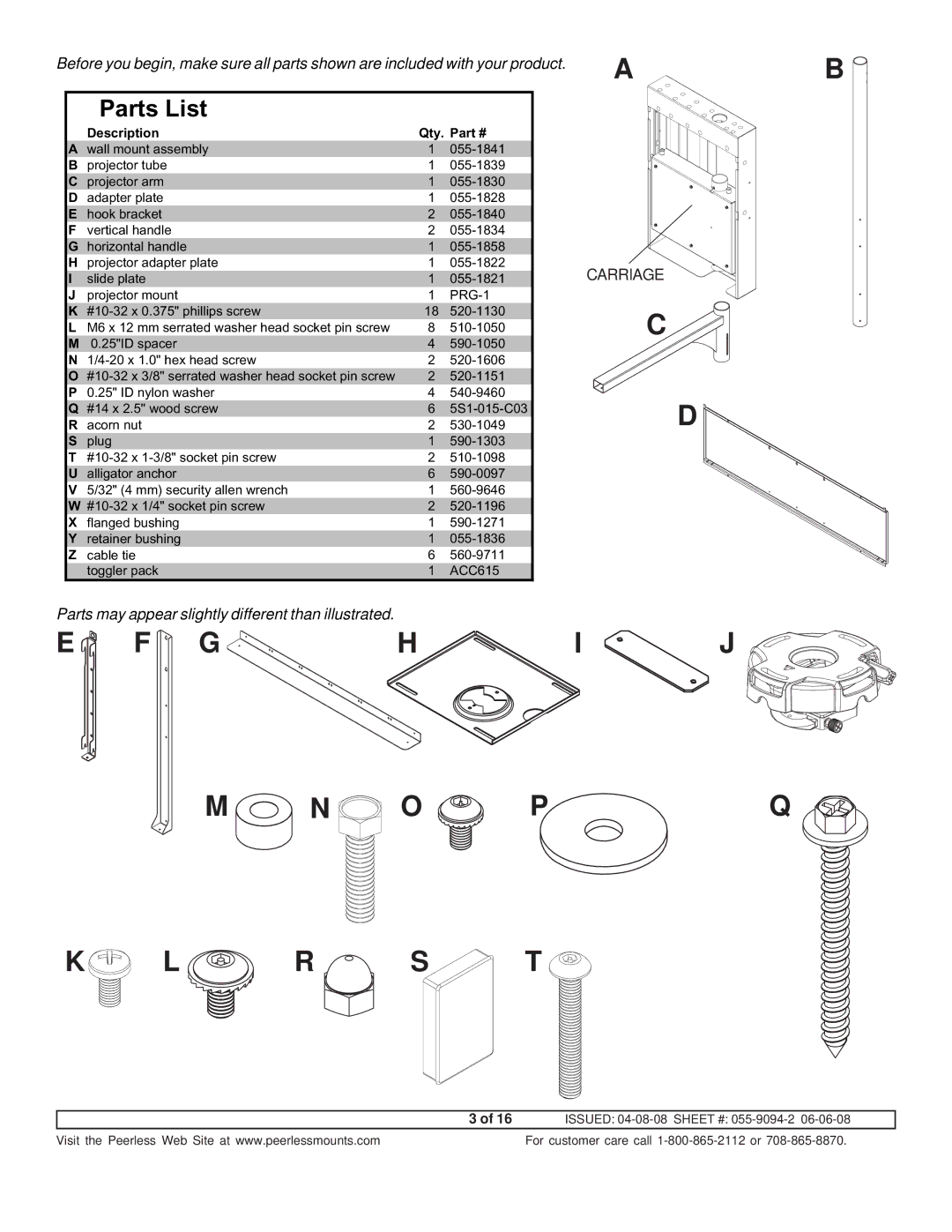 Peerless Industries A100IWBMOUNT manual I J 