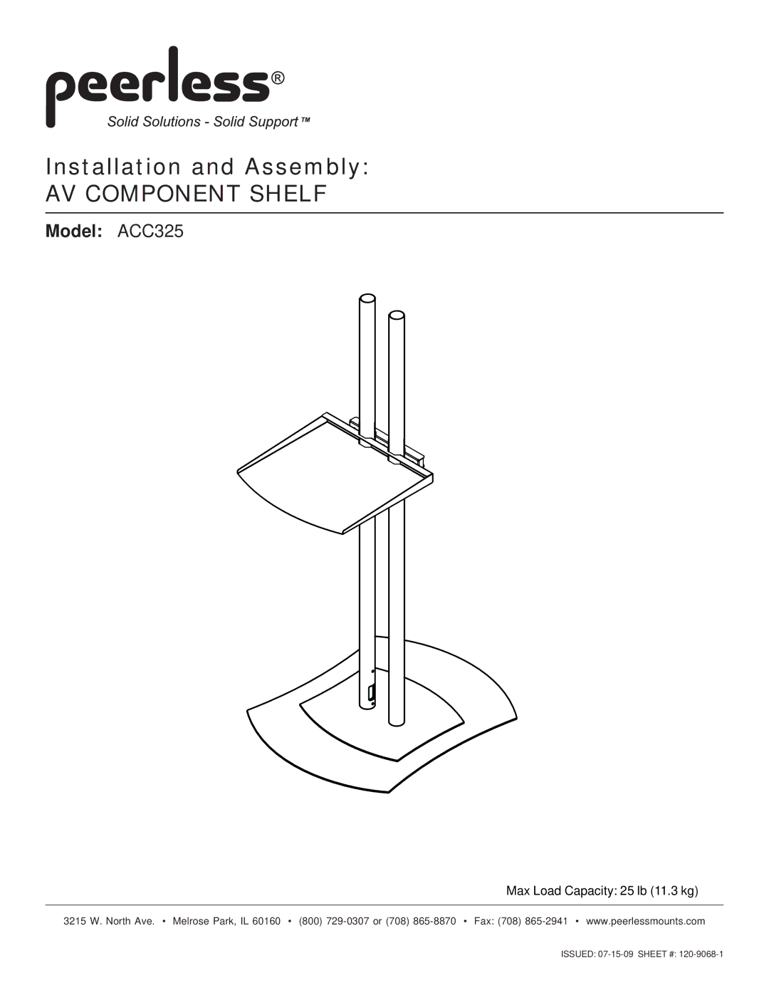 Peerless Industries ACC325 manual AV Component Shelf 