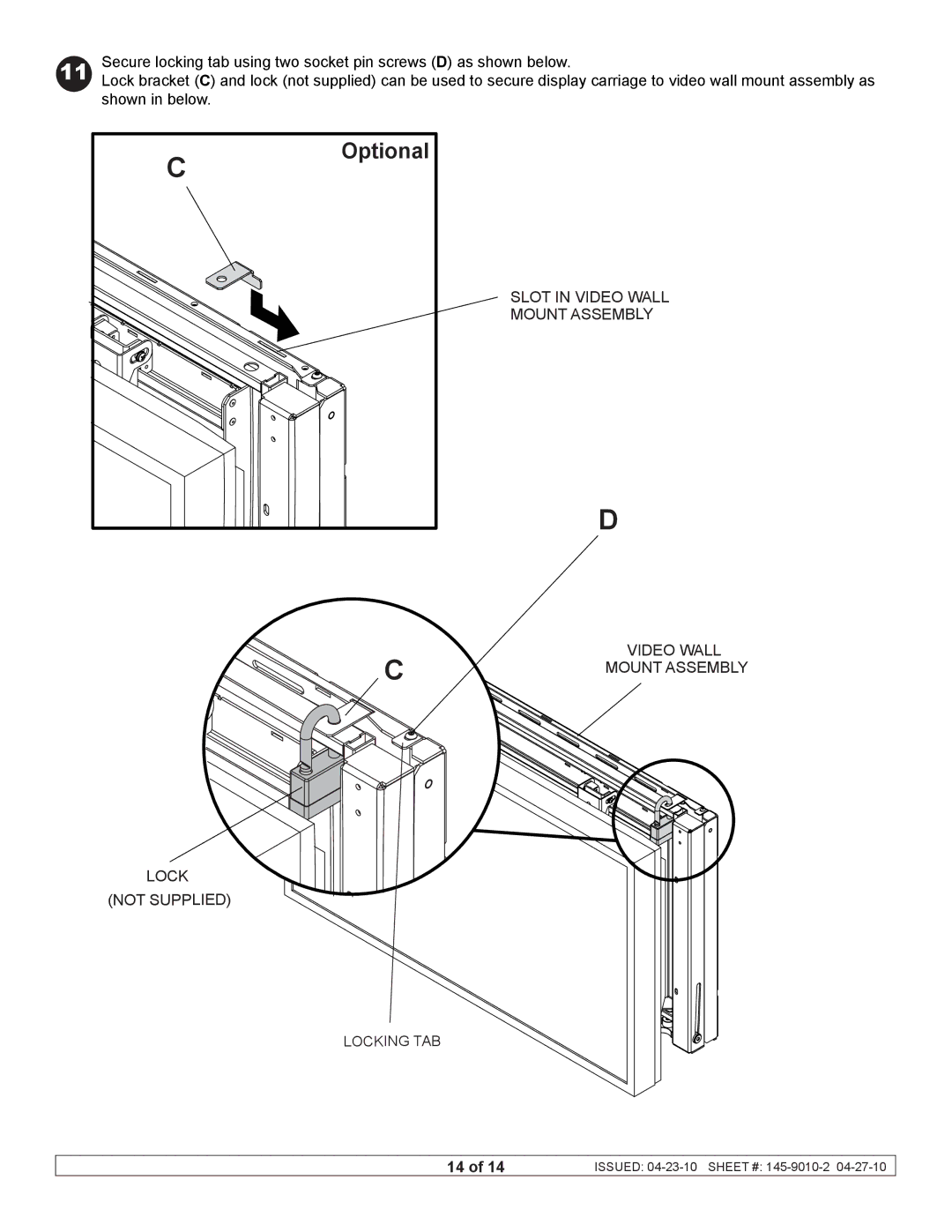 Peerless Industries DS-VW760 manual Optional 