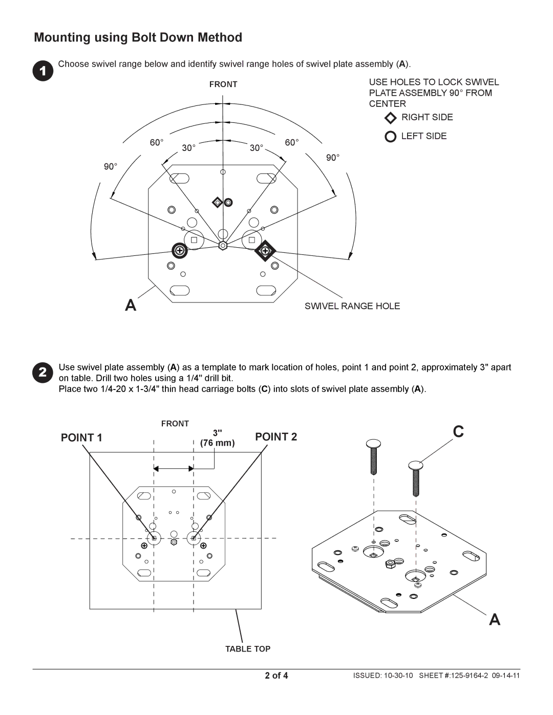 Peerless Industries HLG440-PH-Q10 instruction sheet Point 