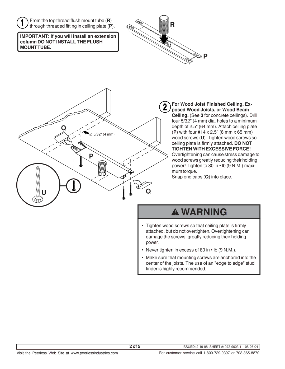 Peerless Industries IMC 18 instruction sheet ∅ 5/32 4 mm 