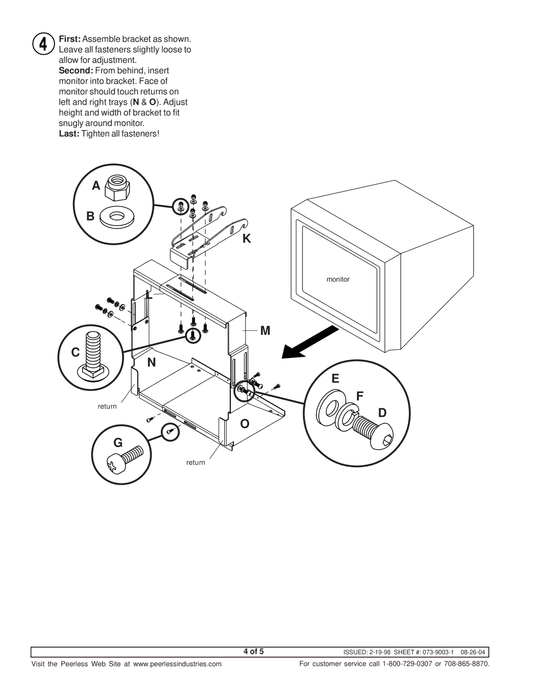 Peerless Industries IMC 18 instruction sheet Return 