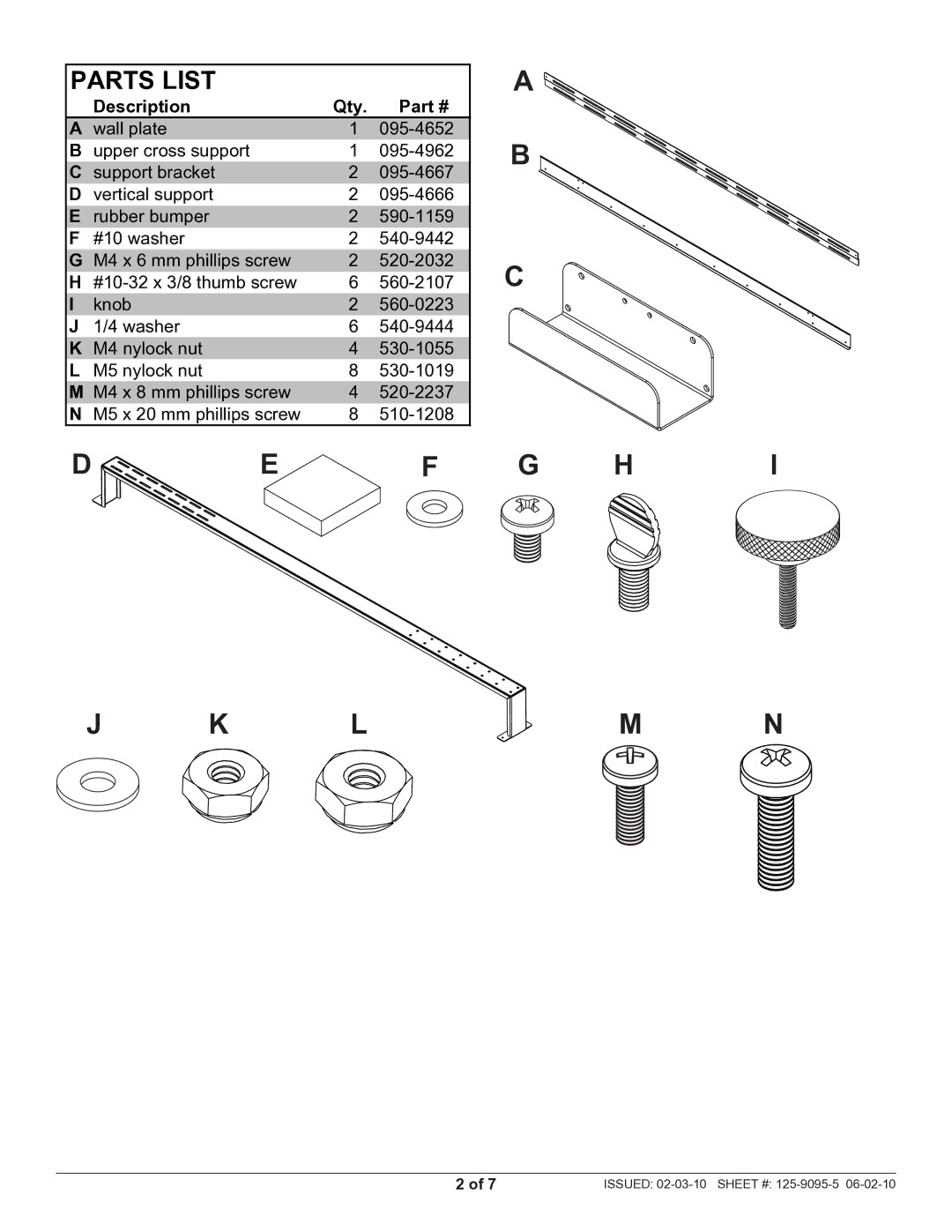 Peerless Industries IWB600-WB manual Parts List 