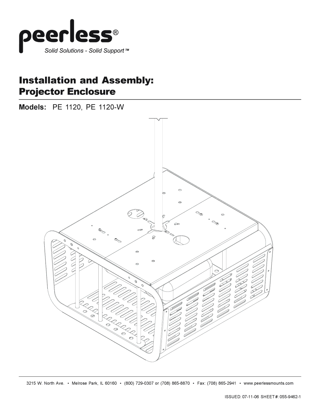 Peerless Industries manual Installation and Assembly Projector Enclosure, Models PE 1120, PE 1120-W 