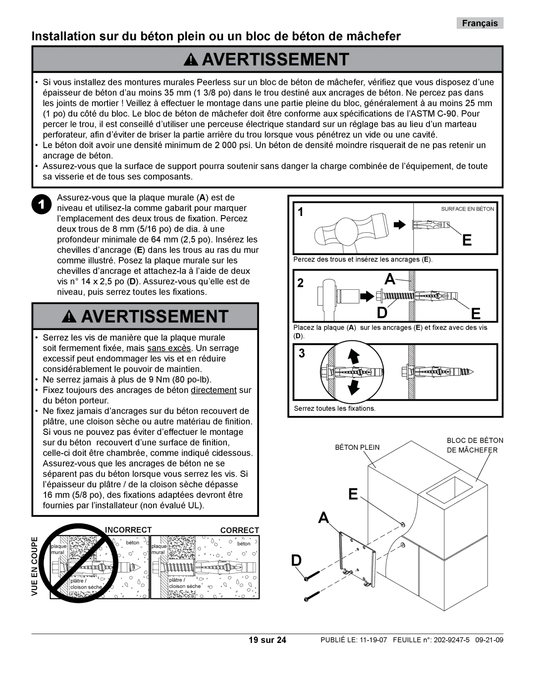 Peerless Industries PF630 manual 19 sur 