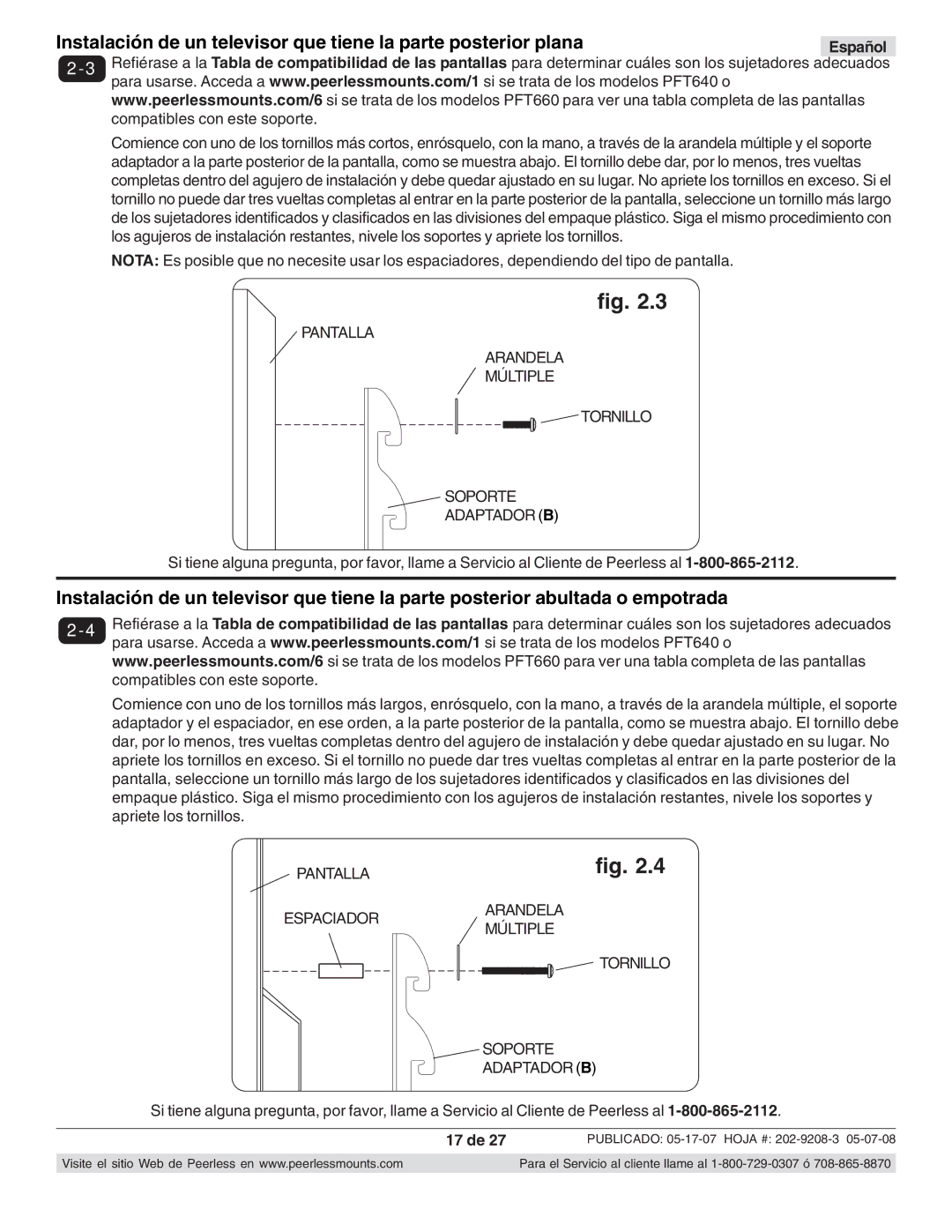 Peerless Industries PFT640, PFT660 manual 17 de 