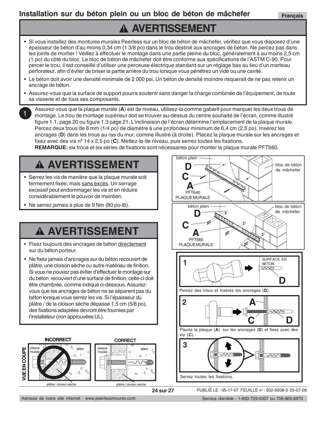 Peerless Industries PFT660, PFT640 manual 24 sur 