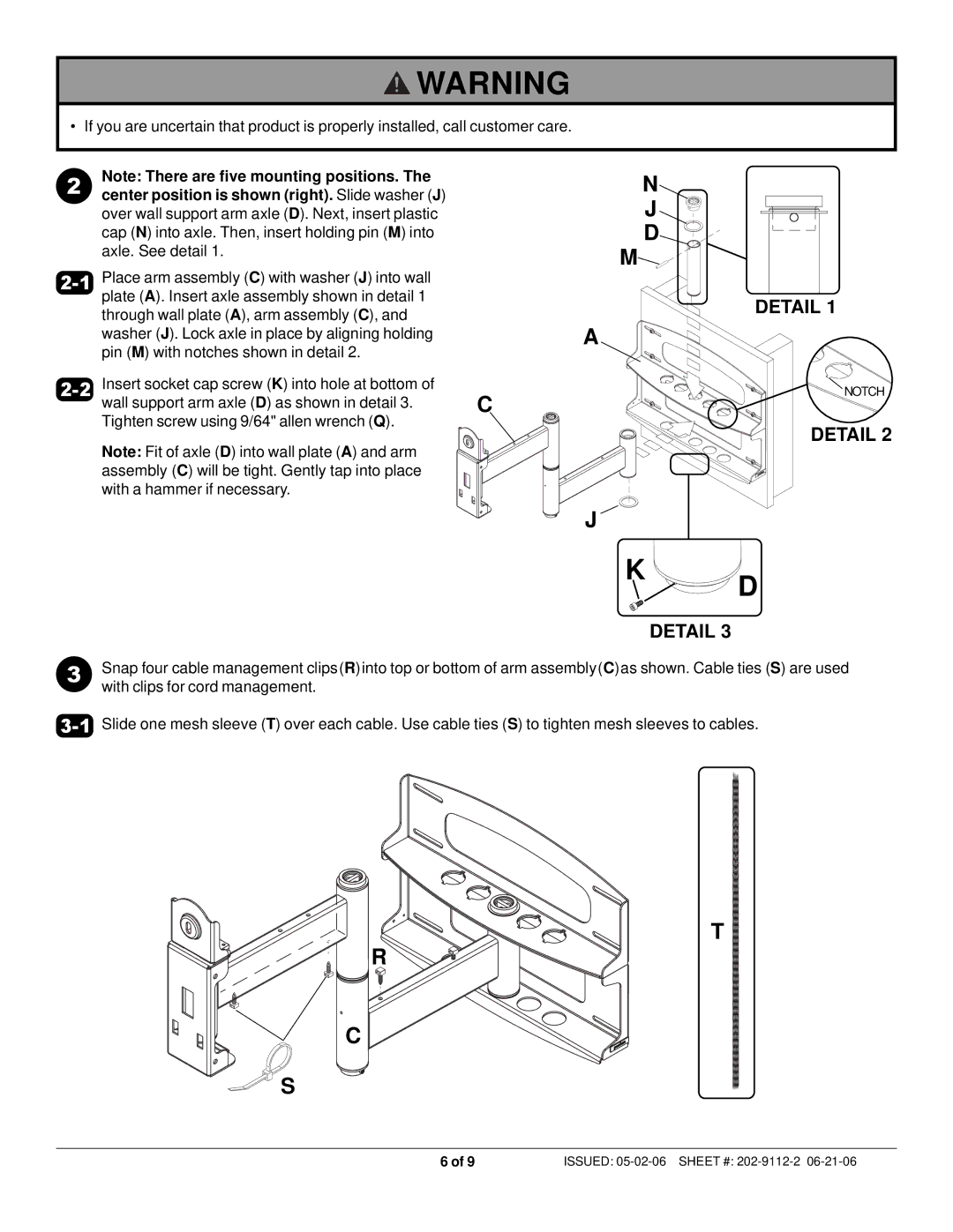 Peerless Industries PLAV 60-S, PLA 60-S manual Detail 