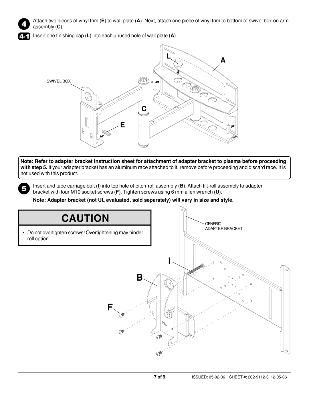 Peerless Industries PLA 60-S, PLAV 60-S manual Assembly C 