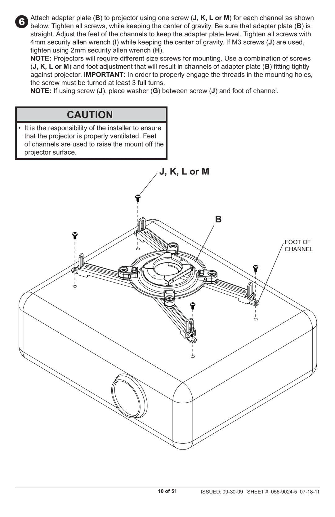 Peerless Industries PRG-UNV-W, PRG-UNV-S manual L or M 