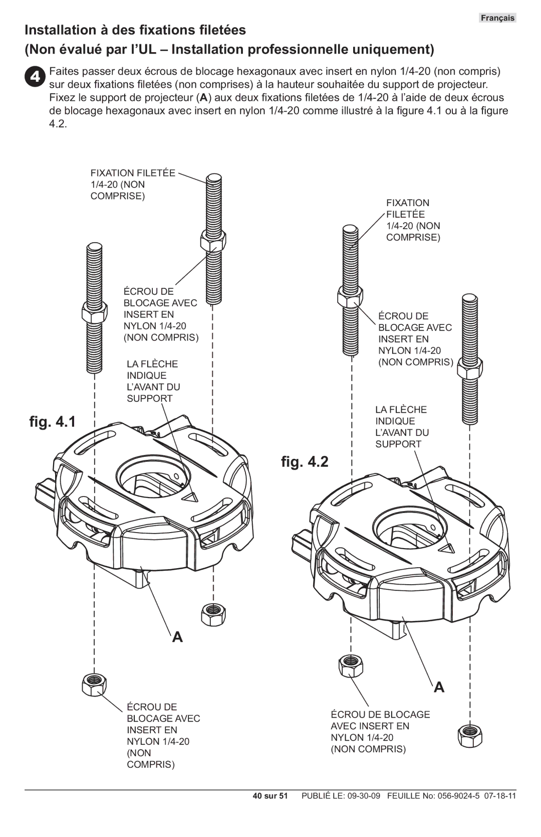 Peerless Industries PRG-UNV-W, PRG-UNV-S manual Français 