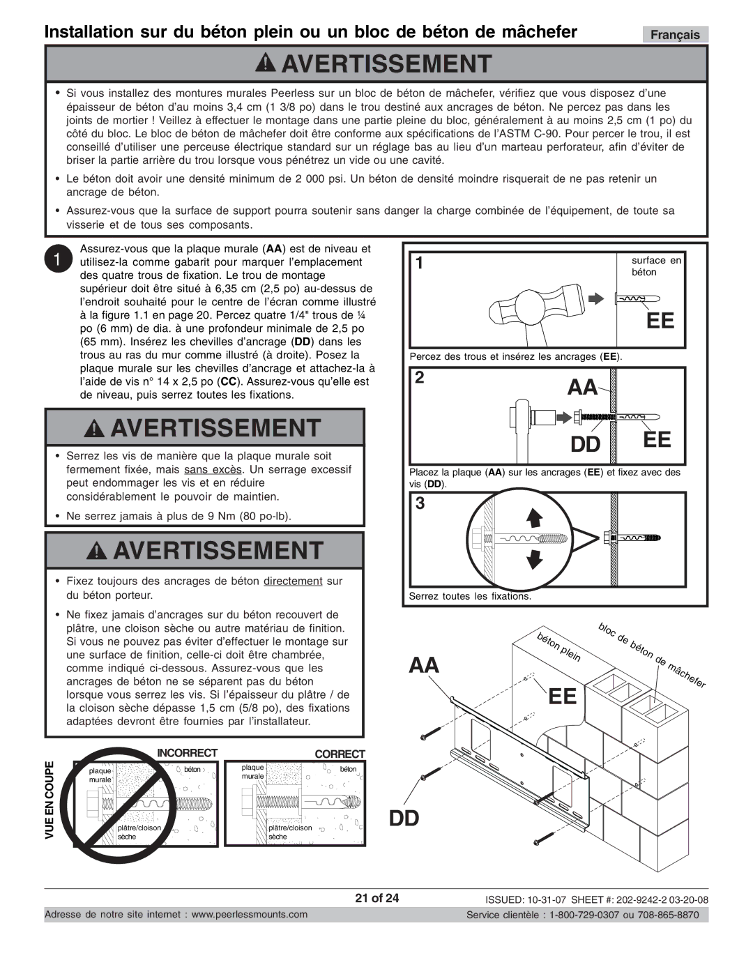 Peerless Industries PT640 manual Plein 