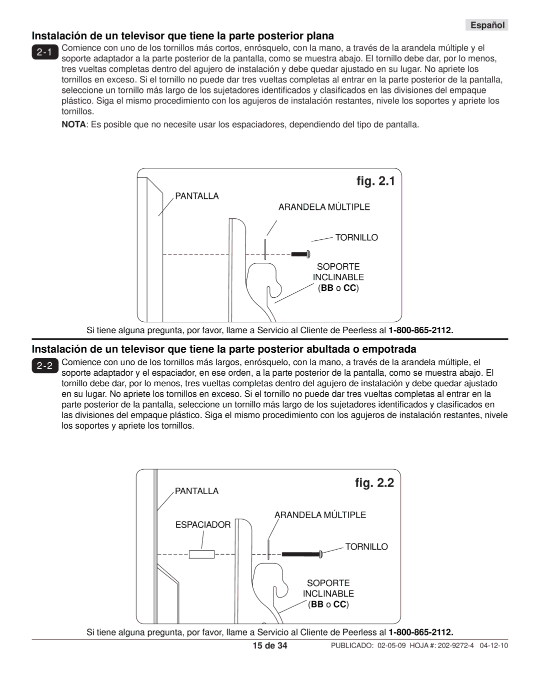 Peerless Industries PWS421, PT660 manual 15 de 