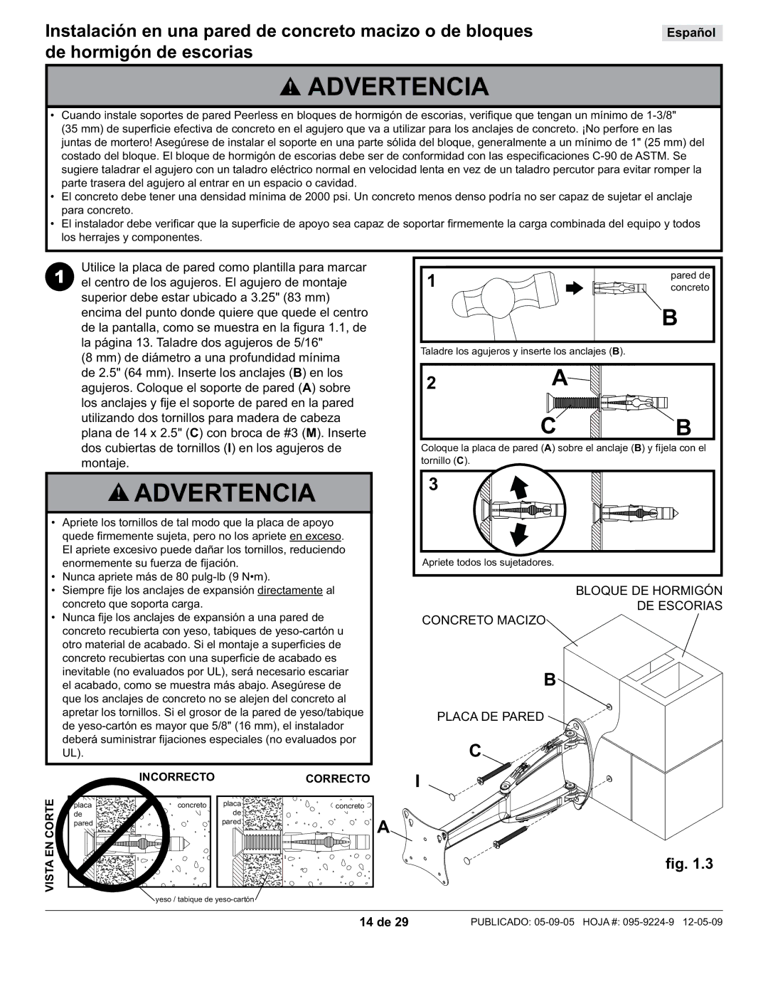 Peerless Industries SA730P-S, D-LA-100S manual 14 de 