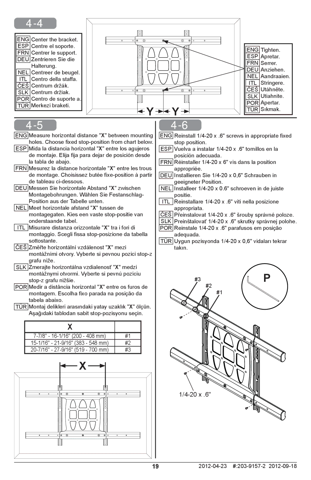 Peerless Industries SA761PU, SA763PU manual Vuelva a instalar 1/4-20 x .6 tornillos en la 