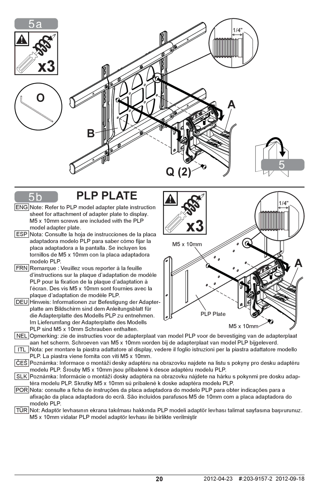 Peerless Industries SA763PU, SA761PU manual PLP Plate 