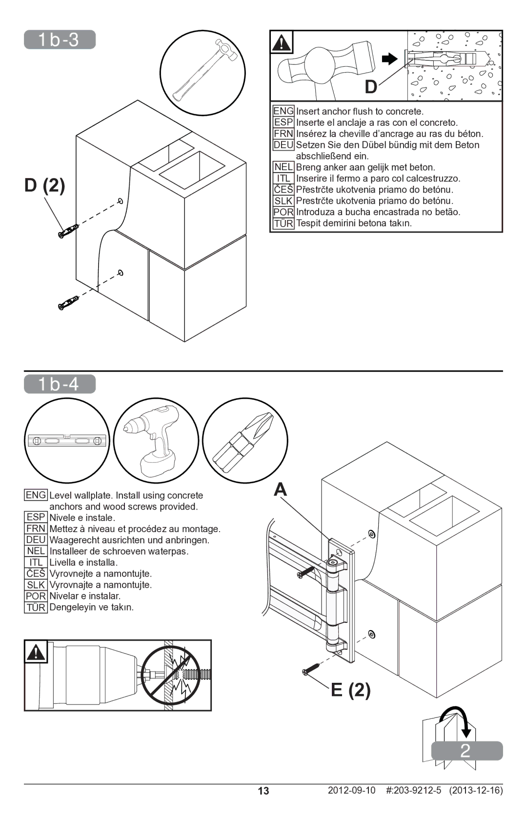 Peerless Industries SAL746 manual 1b-3, 1b-4 