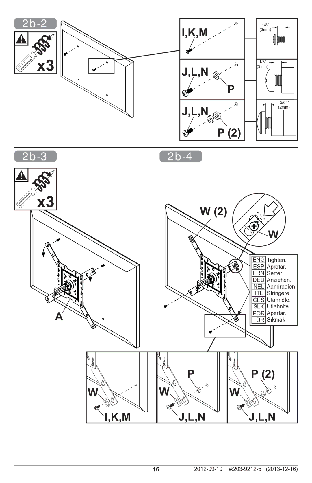 Peerless Industries SAL746 manual 2b-2, 2b-3 2b-4 