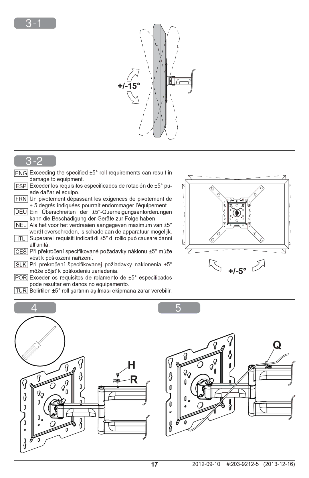 Peerless Industries SAL746 manual +/-15 