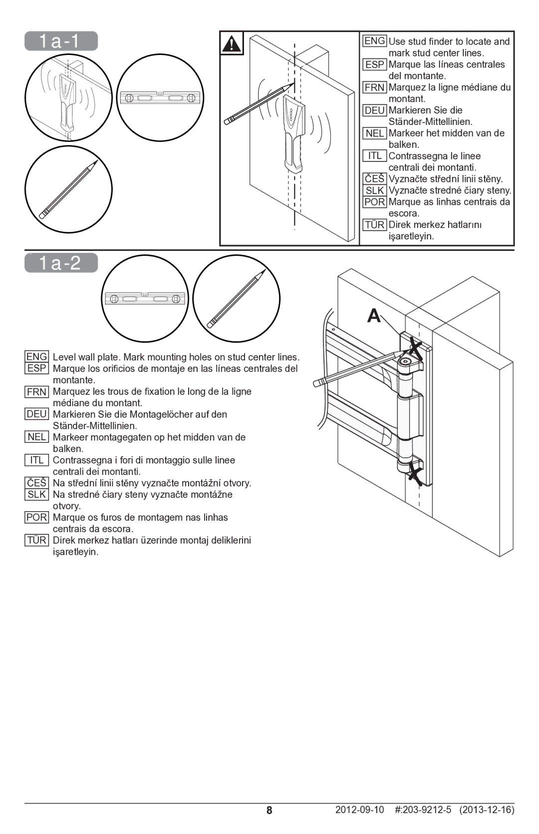 Peerless Industries SAL746 manual 1a-1, 1a-2 