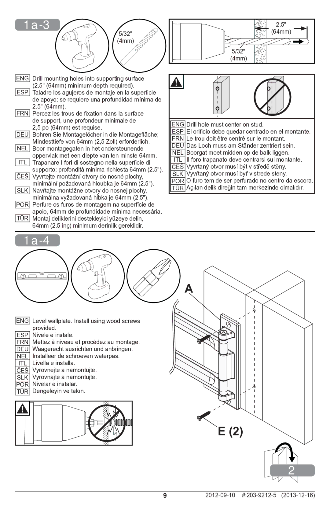 Peerless Industries SAL746 manual 1a-3, 1a-4 