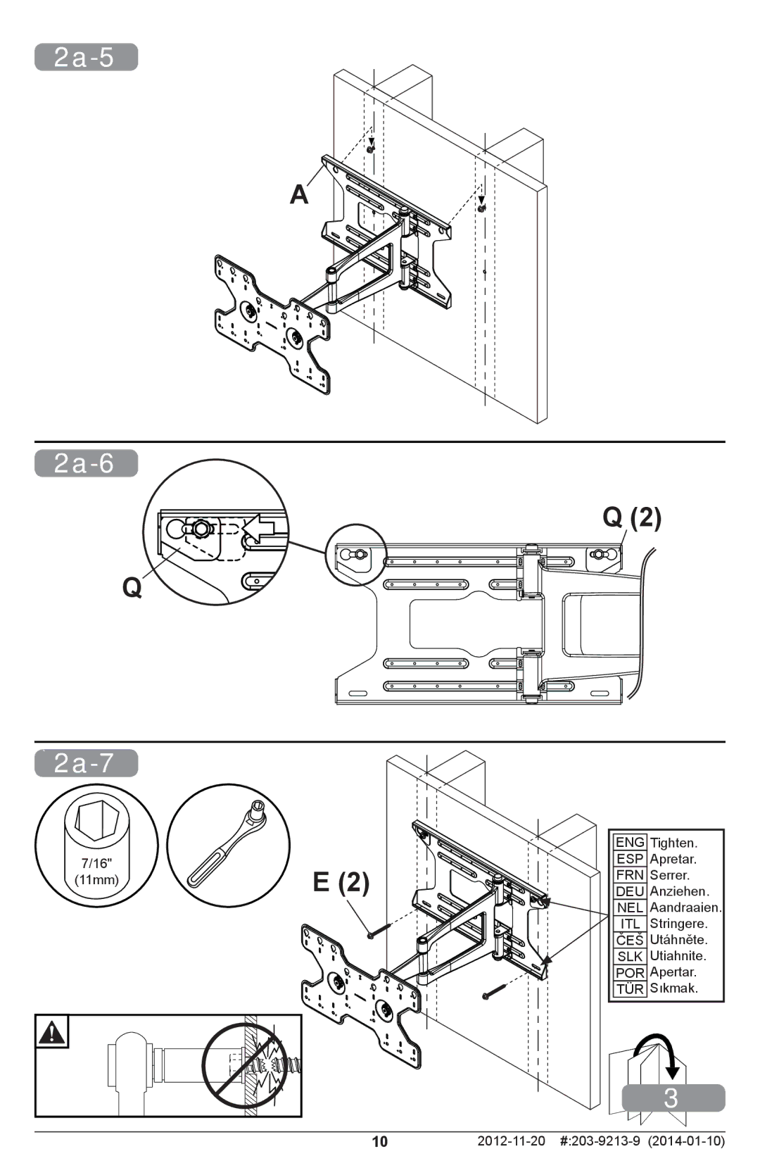 Peerless Industries SAL770 manual 2a-5 2a-6 2a-7 