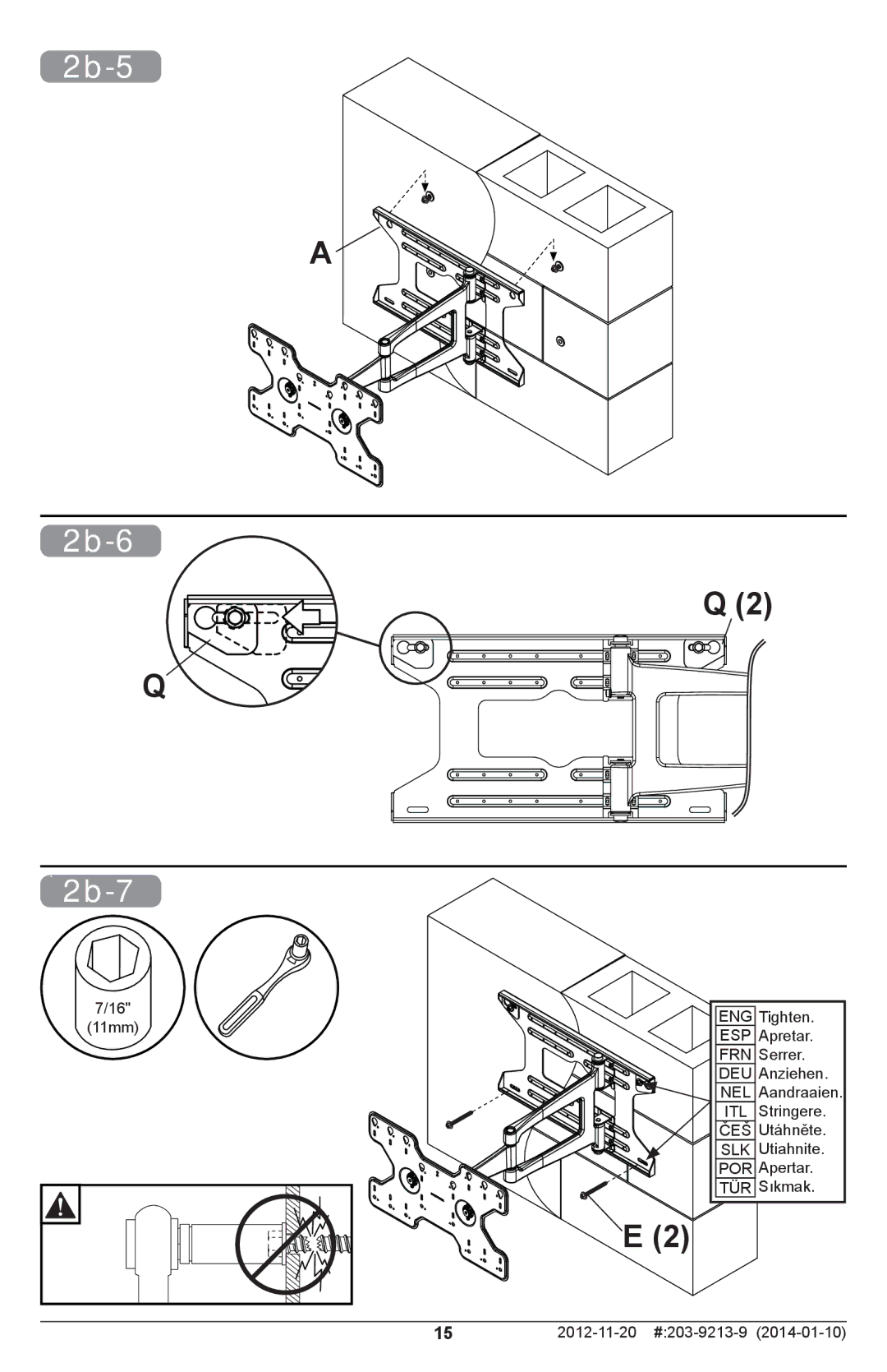 Peerless Industries SAL770 manual 2b-5 2b-6 2b-7 