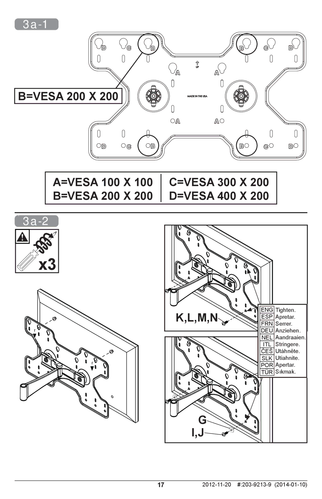 Peerless Industries SAL770 manual 3a-1, 3a-2 