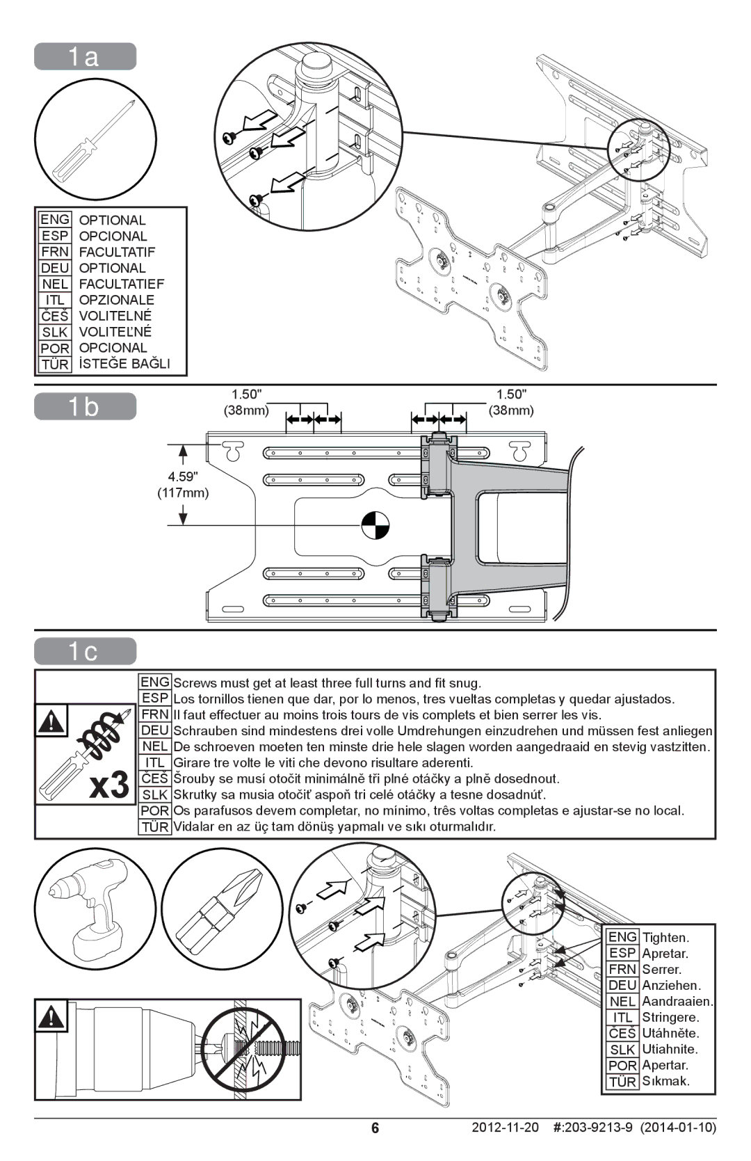 Peerless Industries SAL770 manual 1b1a-3 