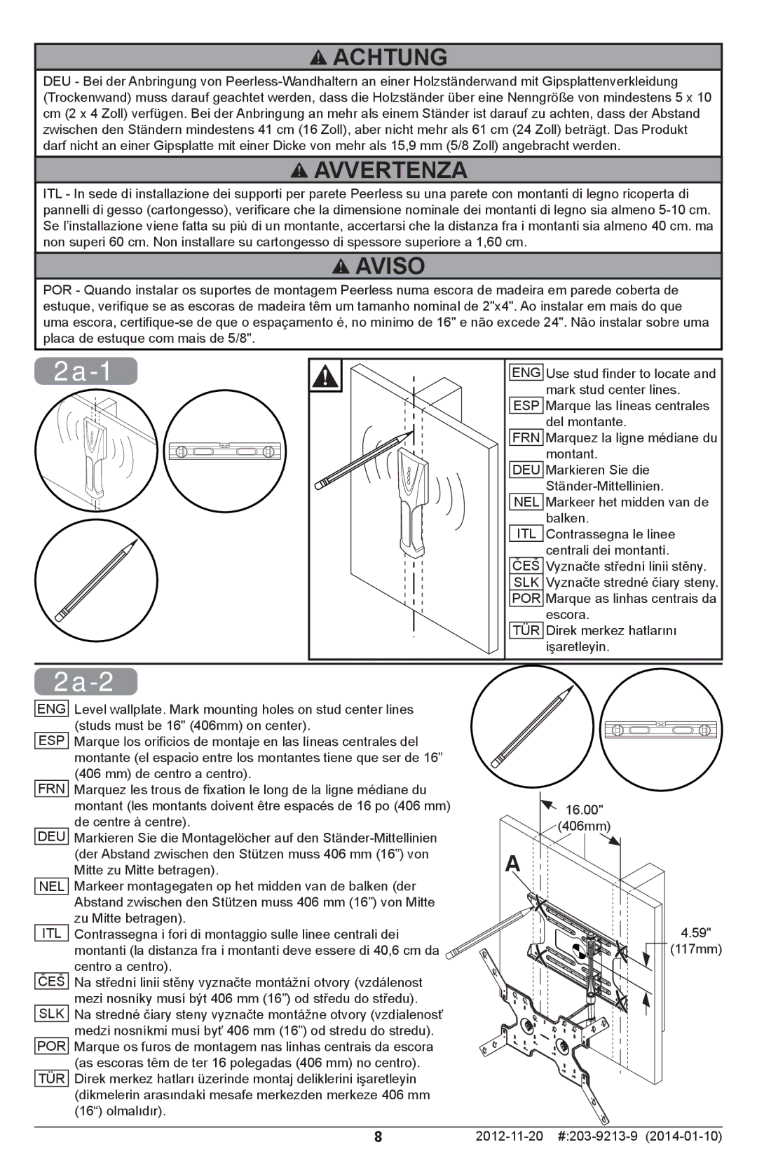 Peerless Industries SAL770 manual 2a-1, 2a-2 