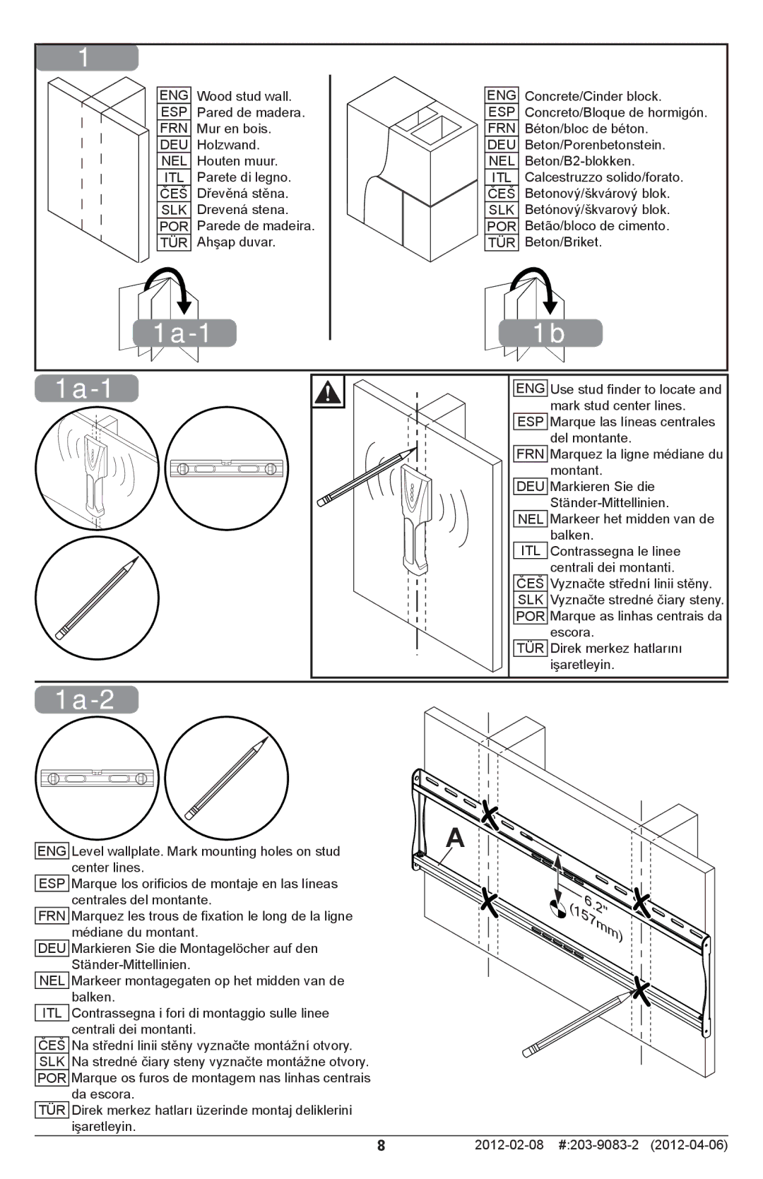 Peerless Industries SF650-S, SF650P-S manual 1a-1 1a-2 