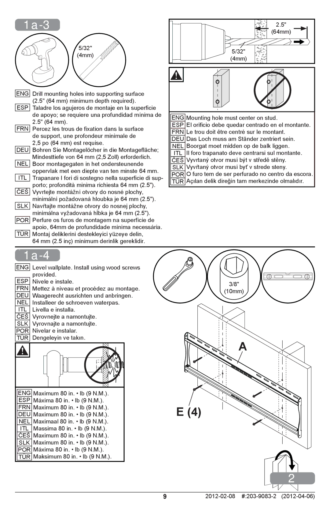 Peerless Industries SF650-S, SF650P-S manual 1a-3, 1a-4 