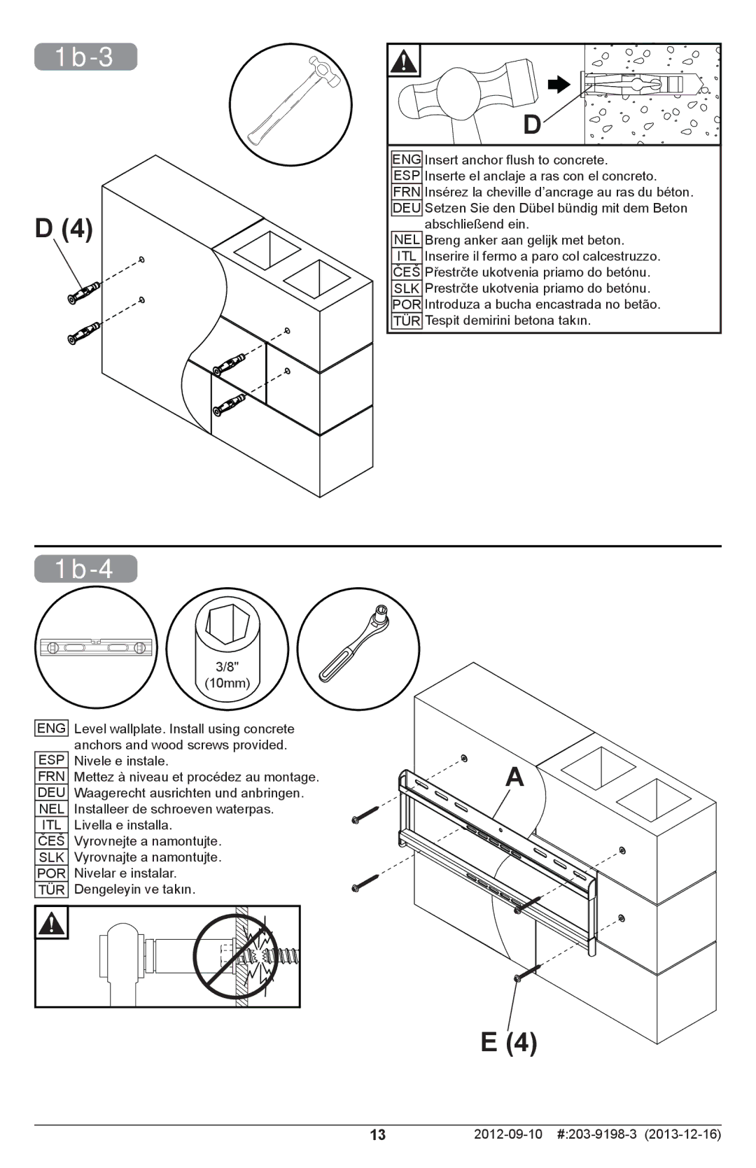 Peerless Industries SFL646 manual 1b-3, 1b-4 