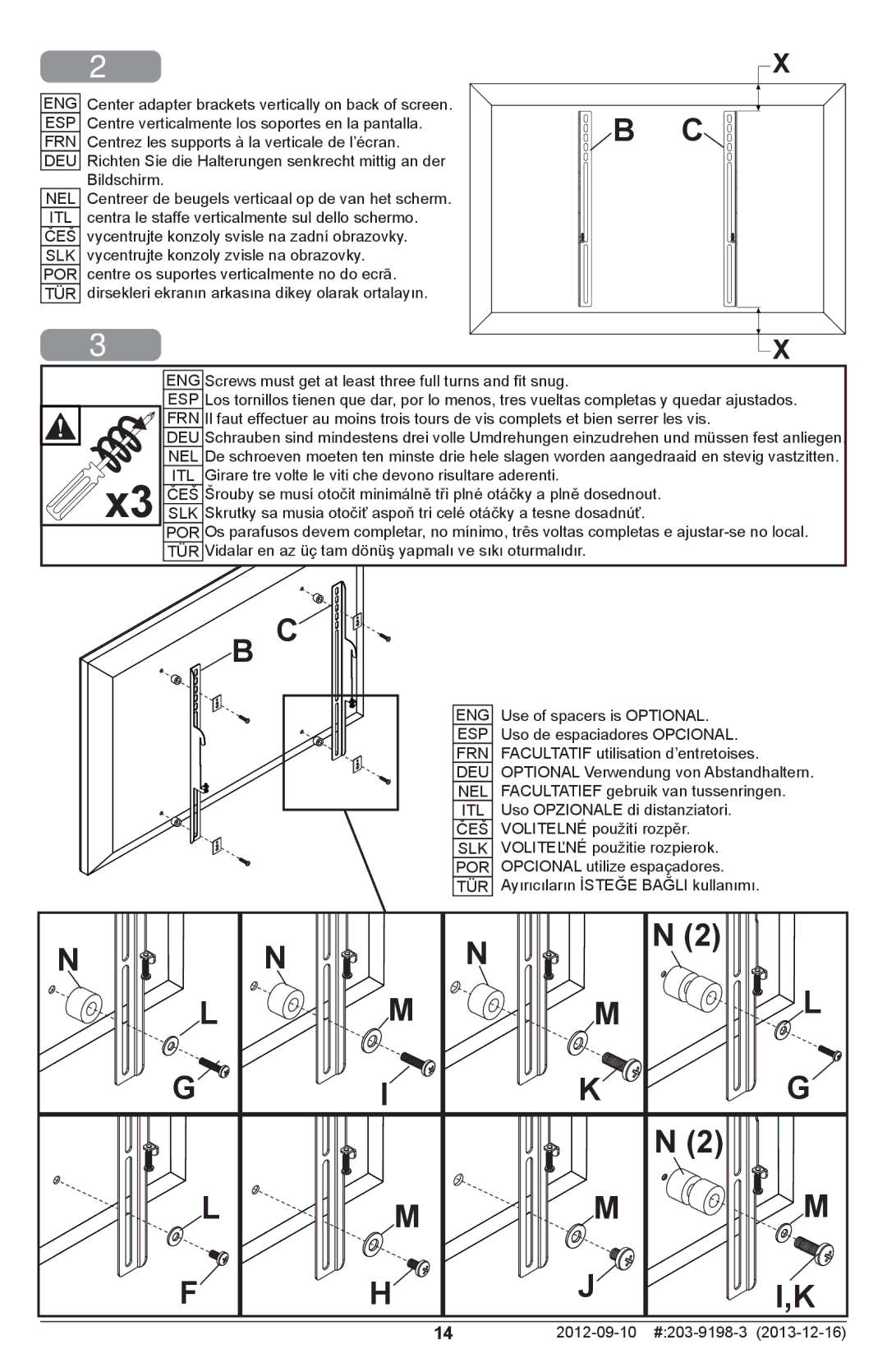 Peerless Industries SFL646 manual 2012-09-10 #203-9198-3 2013-12-16 