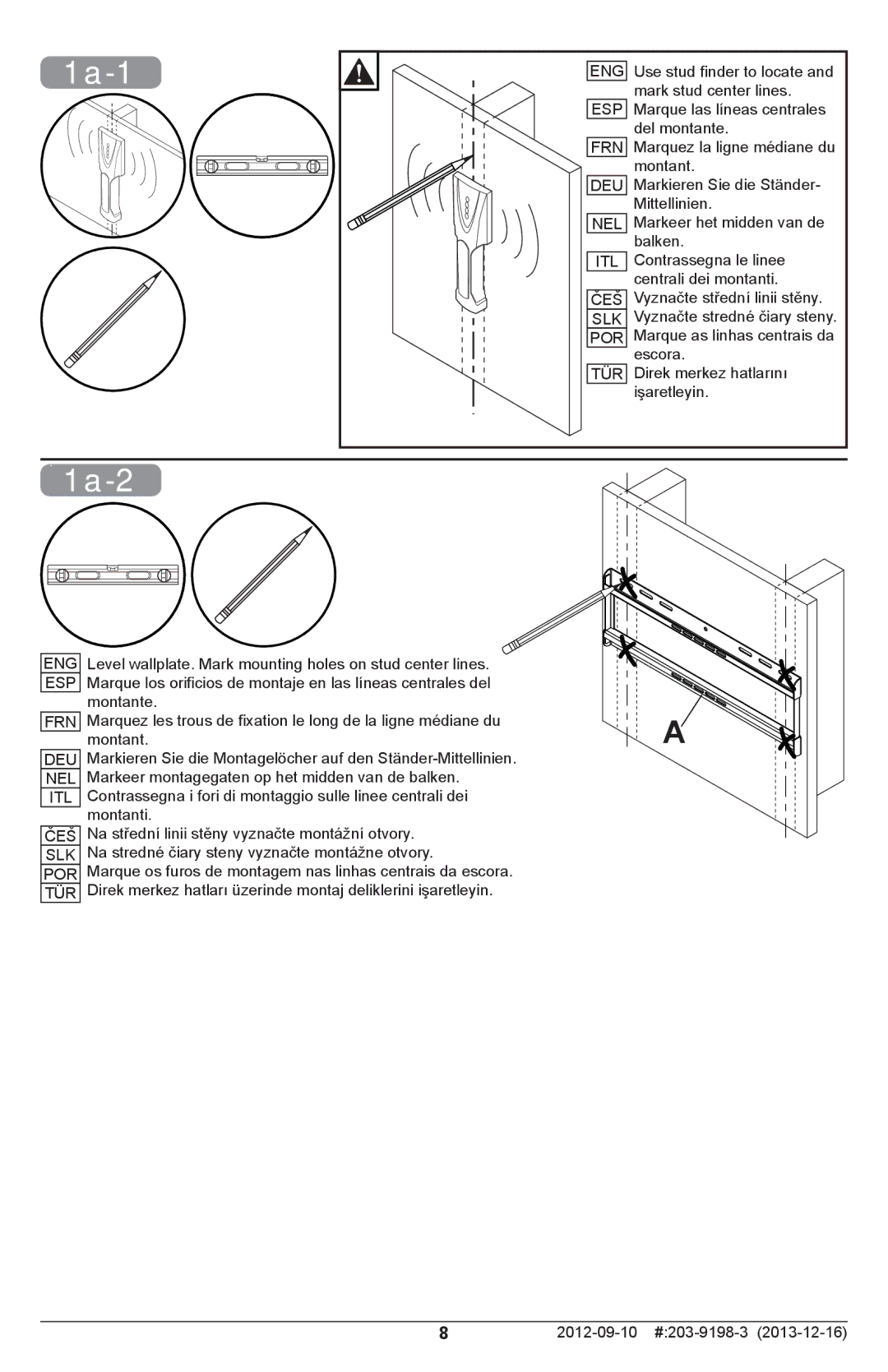 Peerless Industries SFL646 manual 1a-1, 1a-2 