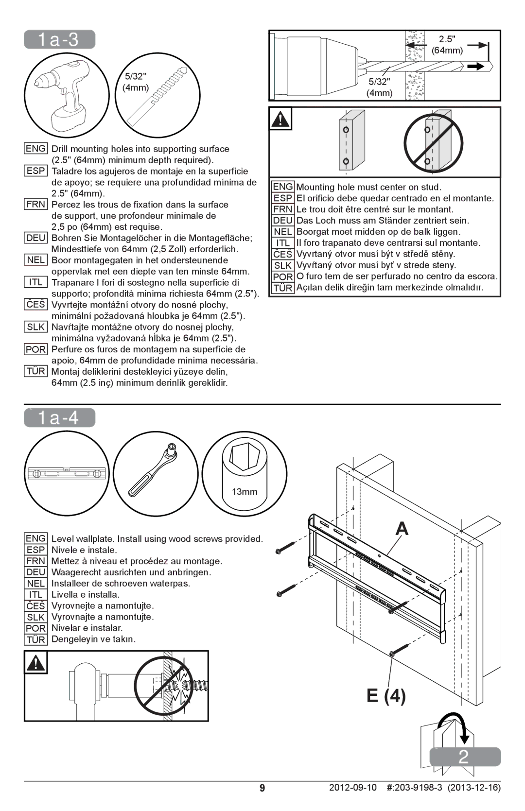 Peerless Industries SFL646 manual 1a-3, 1a-4 