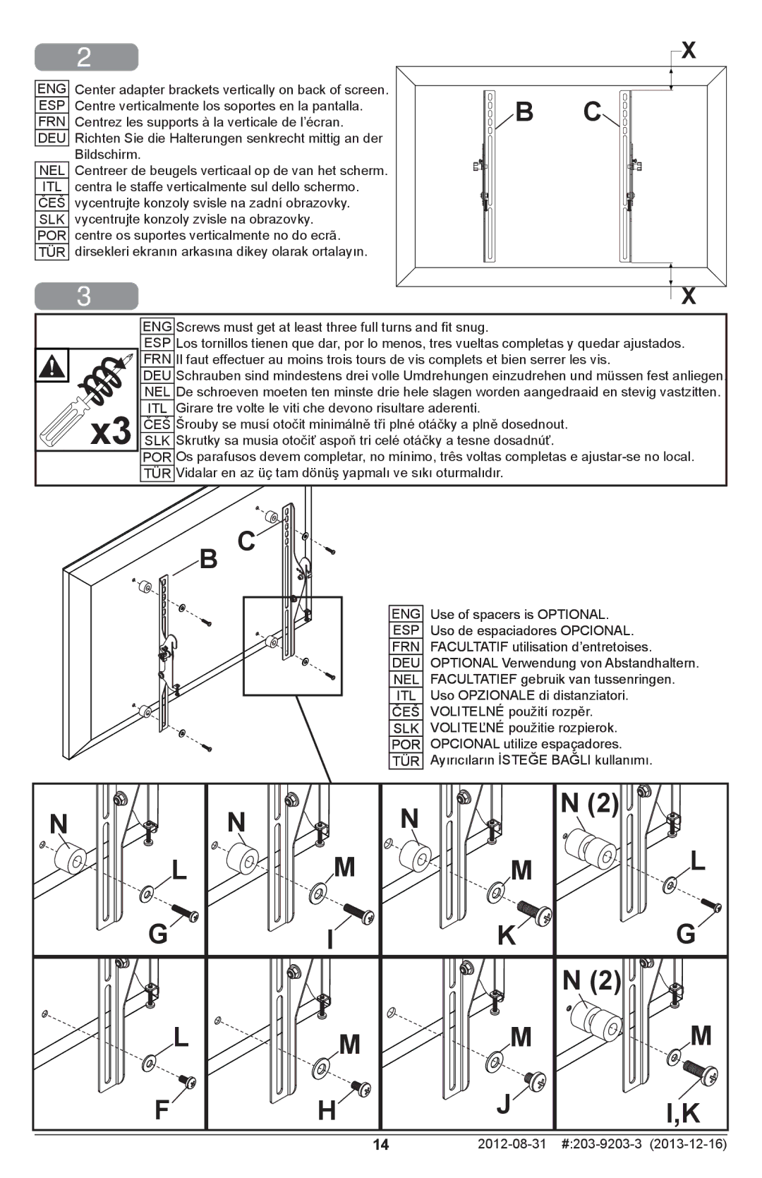 Peerless Industries STL646 manual 2012-08-31 #203-9203-3 2013-12-16 