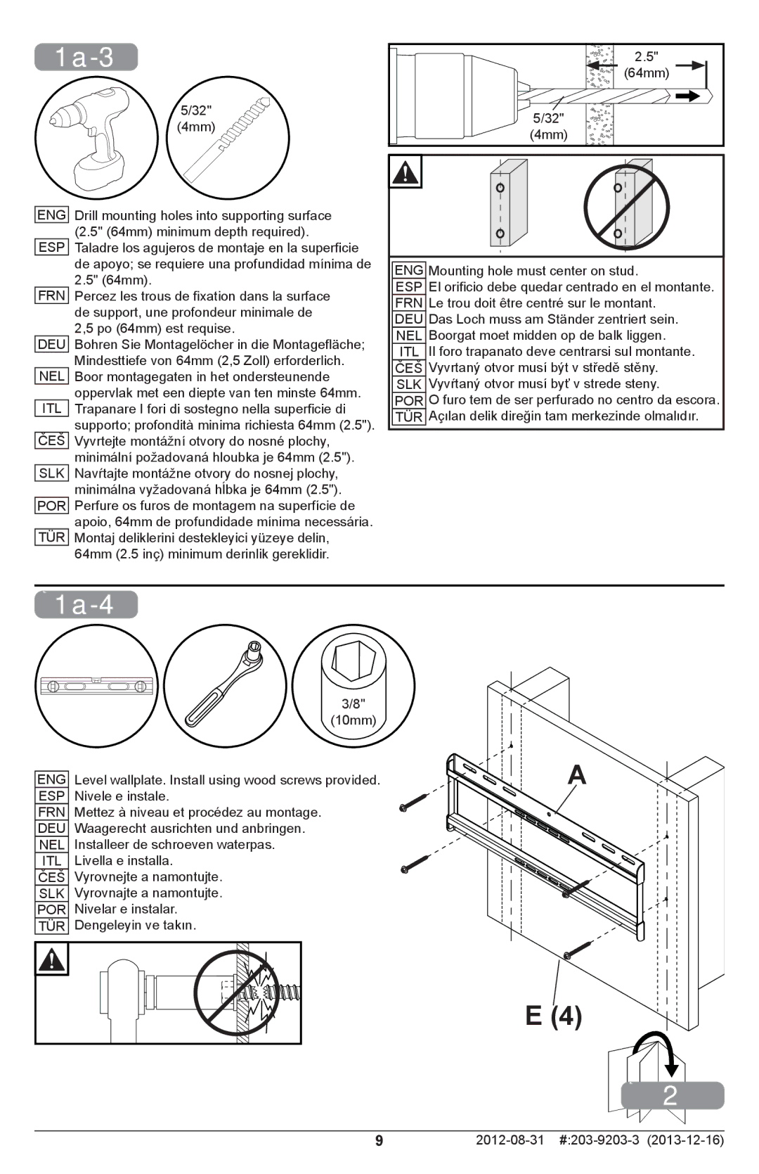 Peerless Industries STL646 manual 1a-3, 1a-4 