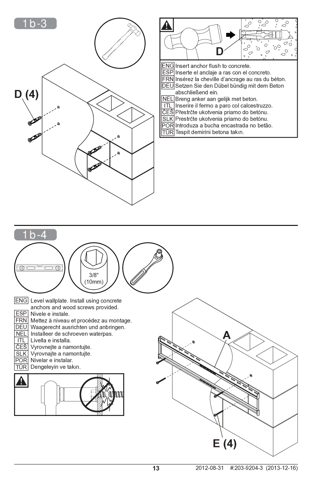 Peerless Industries STL670 manual 1b-3, 1b-4 