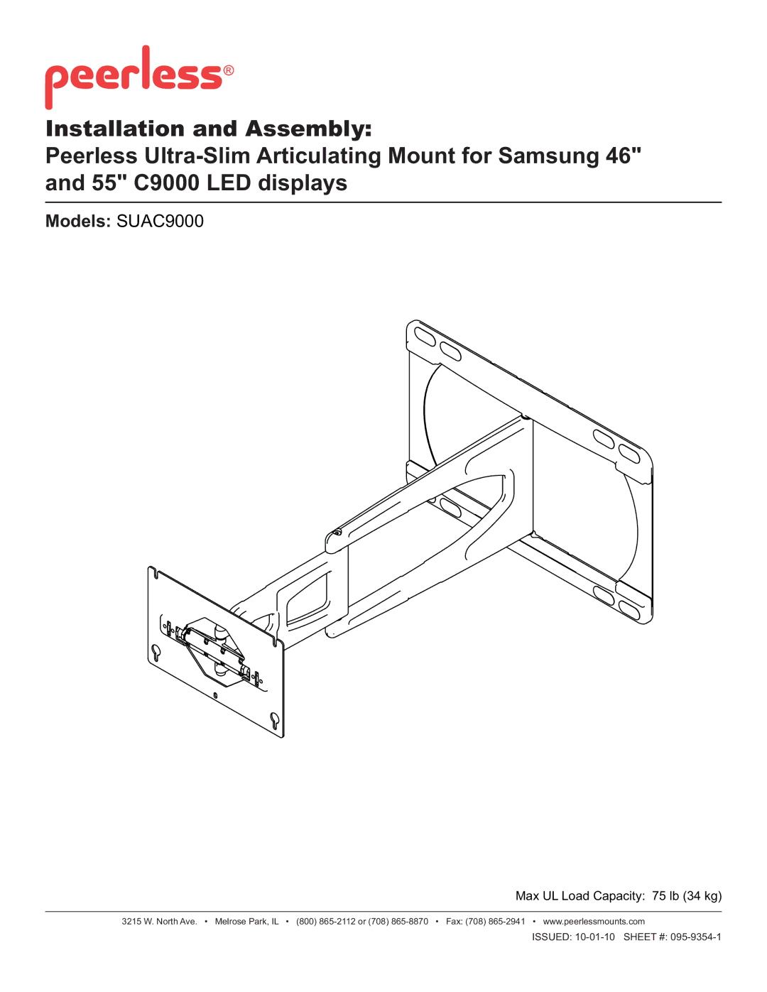 Peerless Industries manual Models SUAC9000 